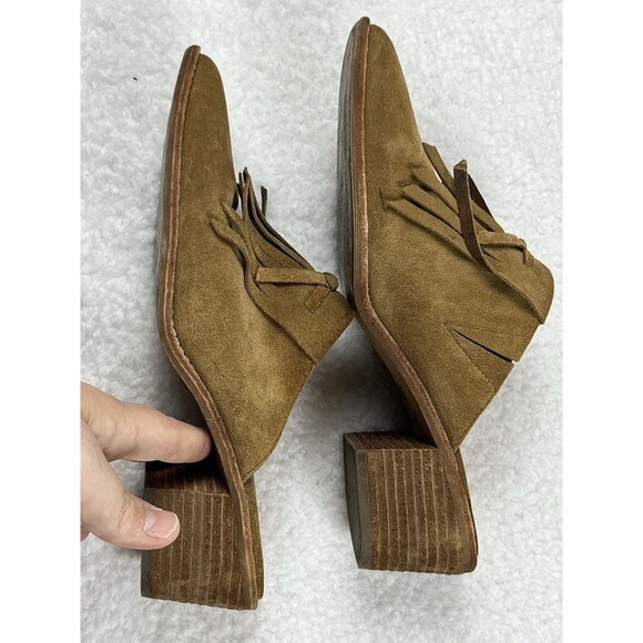 Madewell Mules Womens 8.5 Dani Fringe Suede Leather Heel Bootie Boho Preppy - Picture 10 of 11